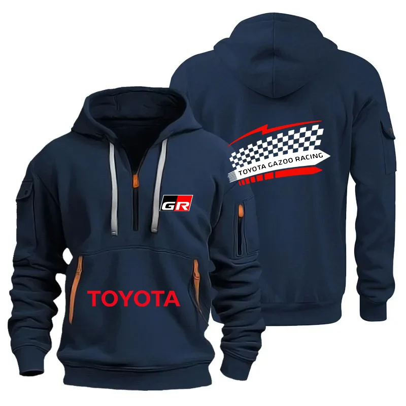 Фото Спортивная толстовка унисекс Toyota Gazoo Racing с короткой молнией, весна/осень 2026, с множеством карманов, для мужчин и женщин №4