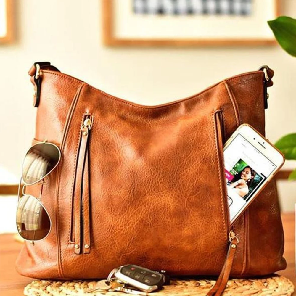 Vintage Tote Women's Bag Soft Leather Shoulder Bag Large Capacity Double Zip Tassel Classic 2022 New Trend Luxury Handbag