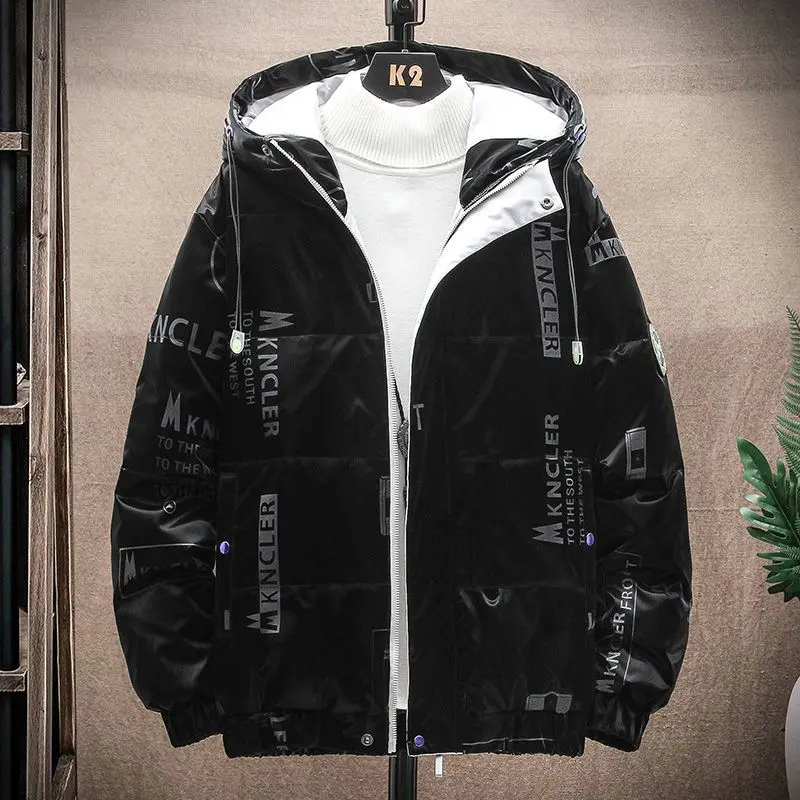 New winter warm down jacket Men's casual short thick warm coat men's hooded simple fashion white eiderdown jacket