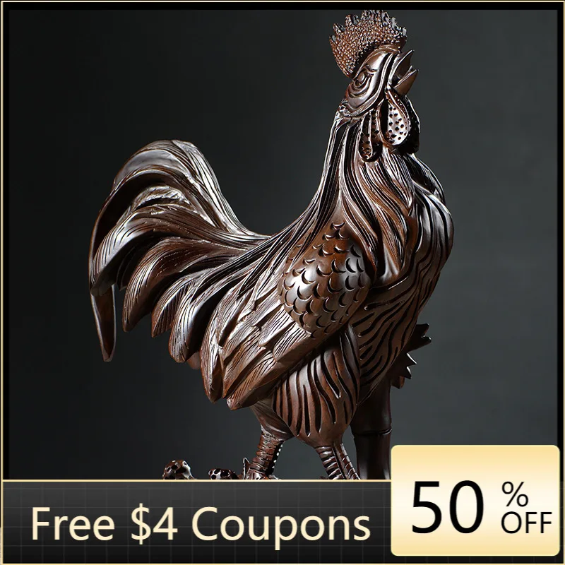 

Ebony Wood Carving Decoration Cock Solid Wood Carving Home Living Room Study Office Opening Decoration Rosewood Craft Gift