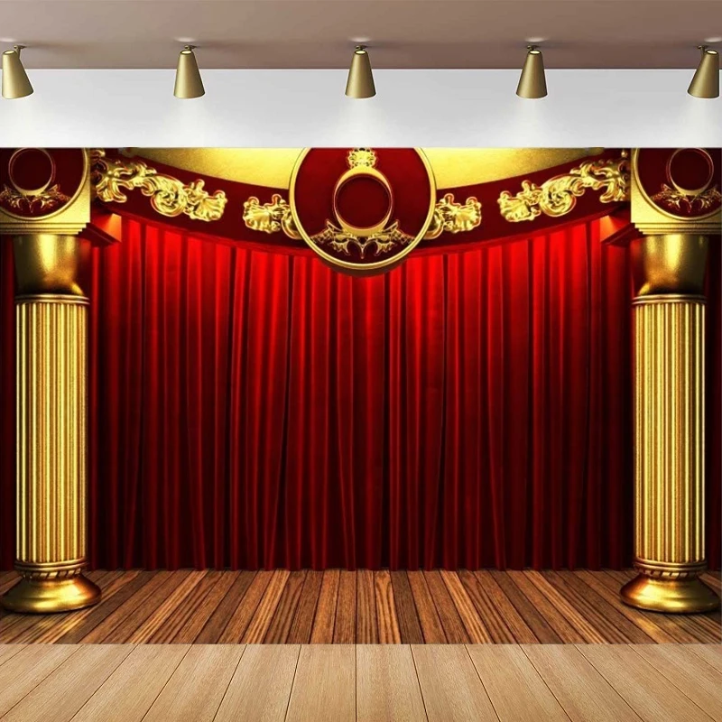

Photography Backdrop Stage Lights Red Curtains Play Show Theater Photo Speech Lecture Community Activity Background Photo Studio