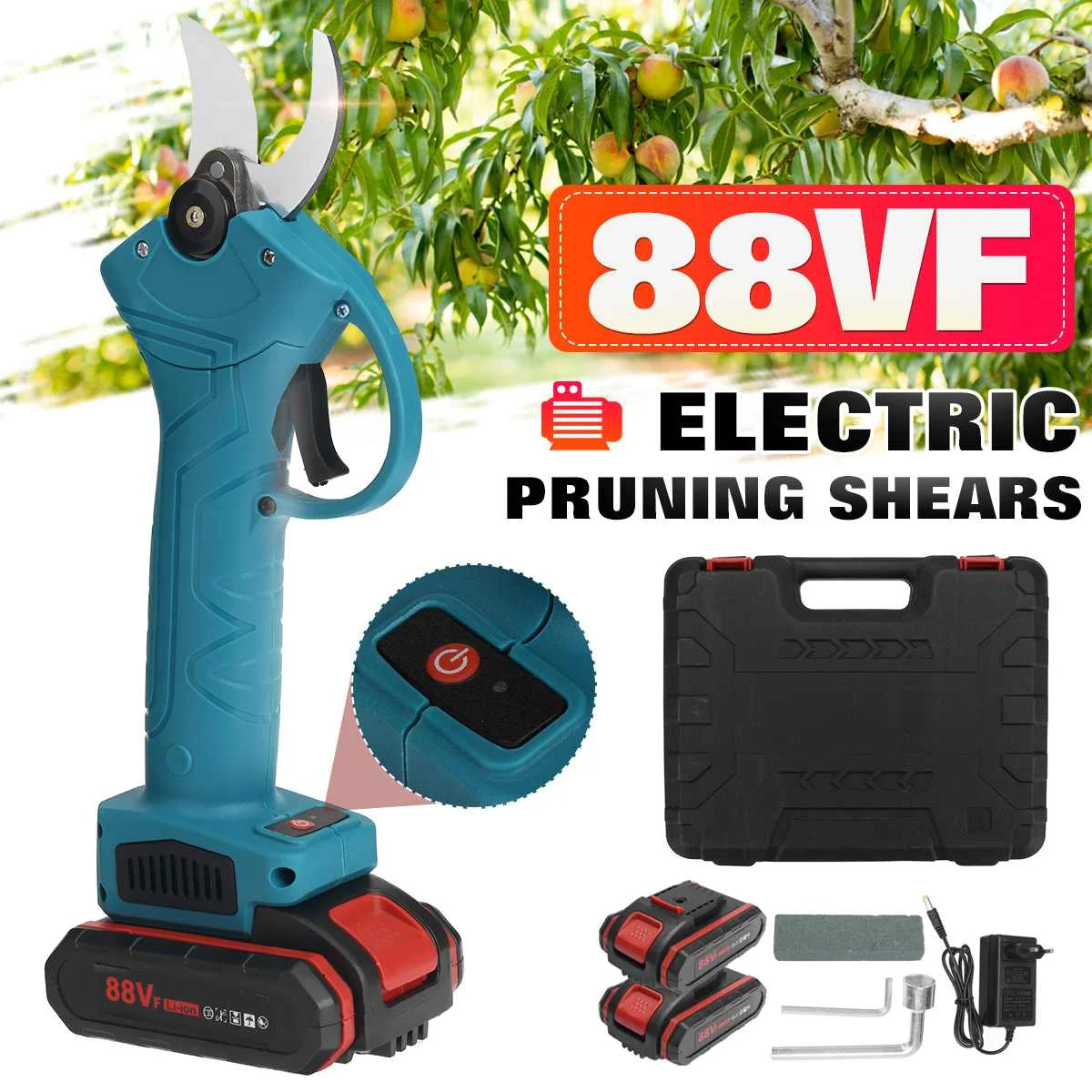 

30MM Cordless Pruner Lithium-ion Pruning Shear Efficient Fruit Tree Bonsai Pruning Electric Tree Branches Cutter Landscaping