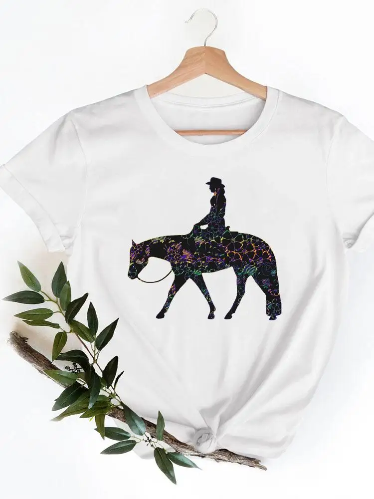 

Fashion T-shirts Casual Women Graphic Tee Clothing Summer Short Sleeve Horse 90s Lovely Trend Ladies Female T Shirt Clothes