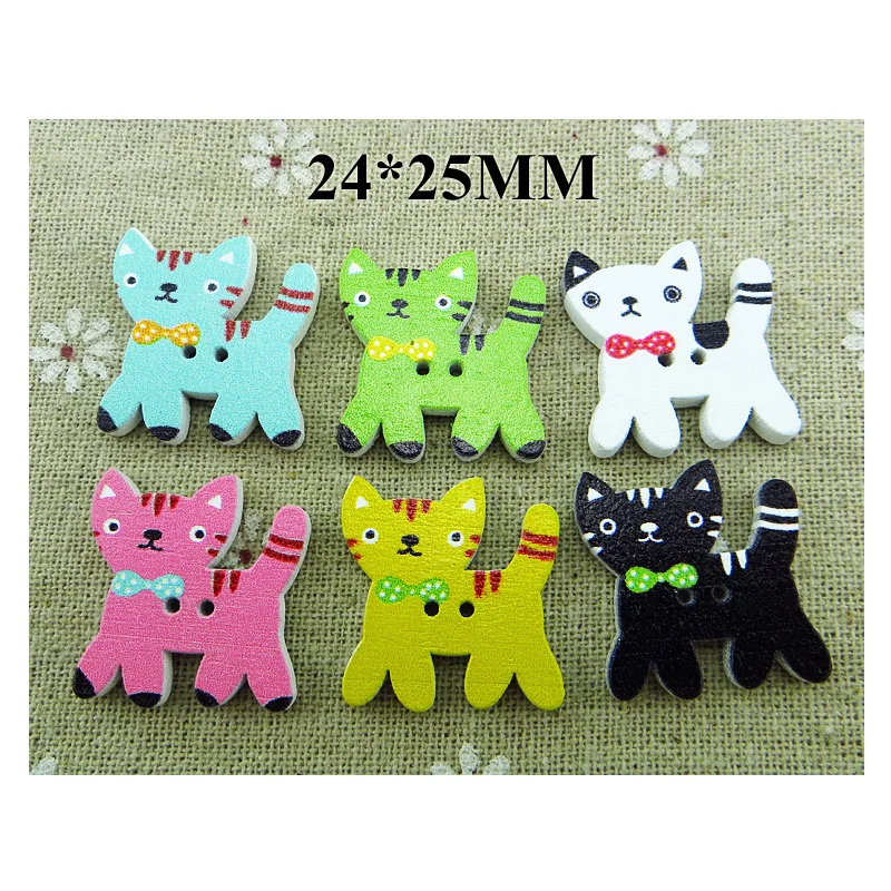 

25 шт. пуговицы-кошки, рисунки, дерево, шитье, животные, подходит для скрапбукинга, обуви, подвески