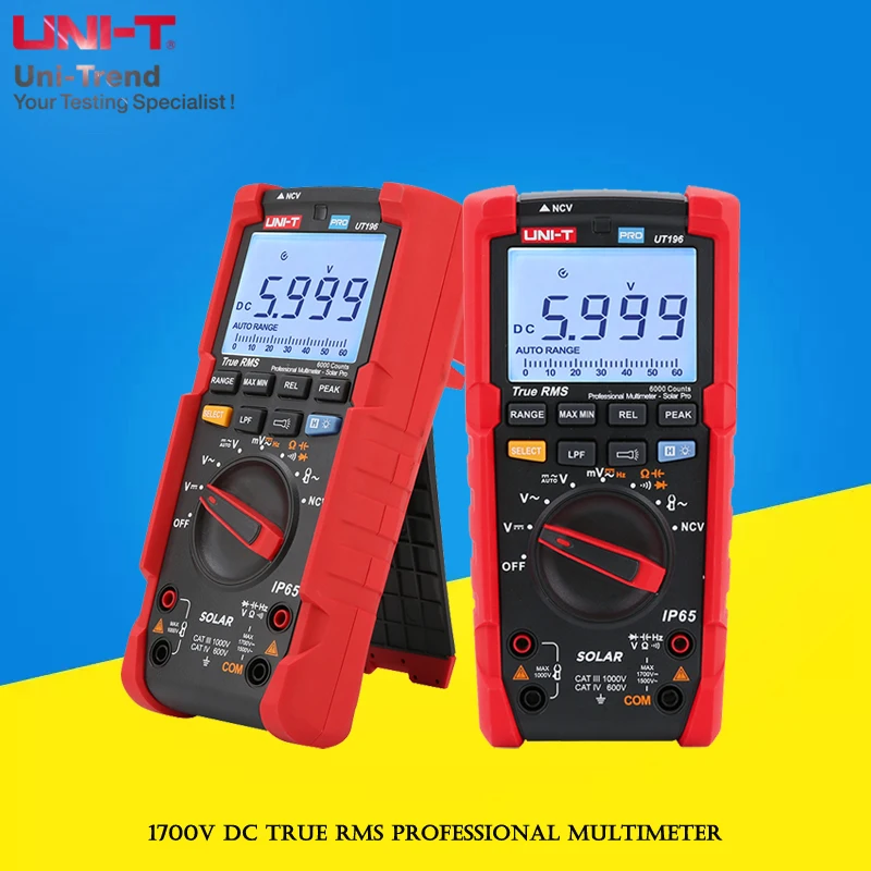 

UNI-T UT196 High Precision High Voltage Photovoltaic Digital Multimeter DC 1700V/AC 1500V; Low Pass Filter/Peak/IP65 Protection