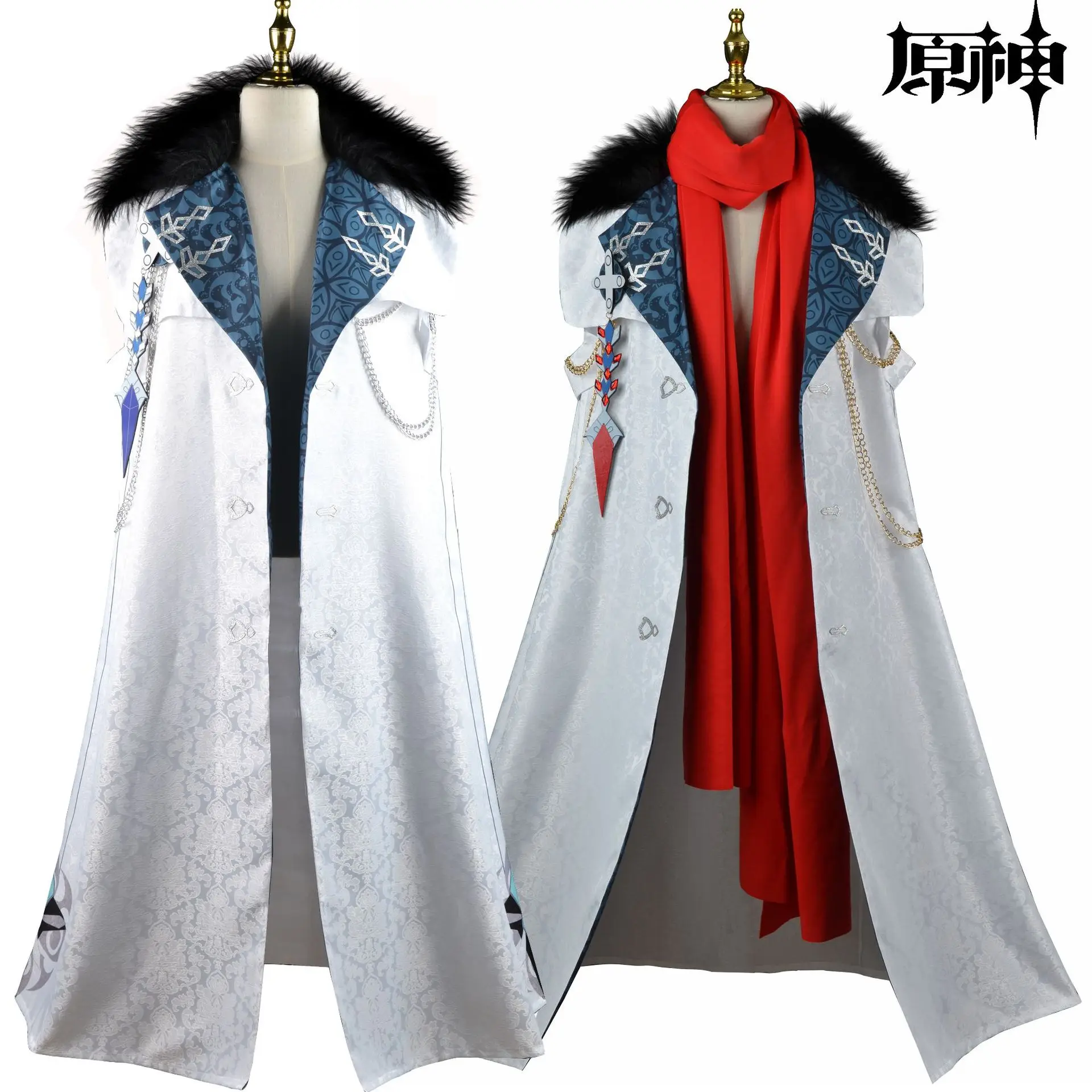 

Game Genshin Impact Tartaglia Doctor Cosplay Costume Cloak Eleven Fatui Harbingers White Manteau Lord Childe Uniform Accessories