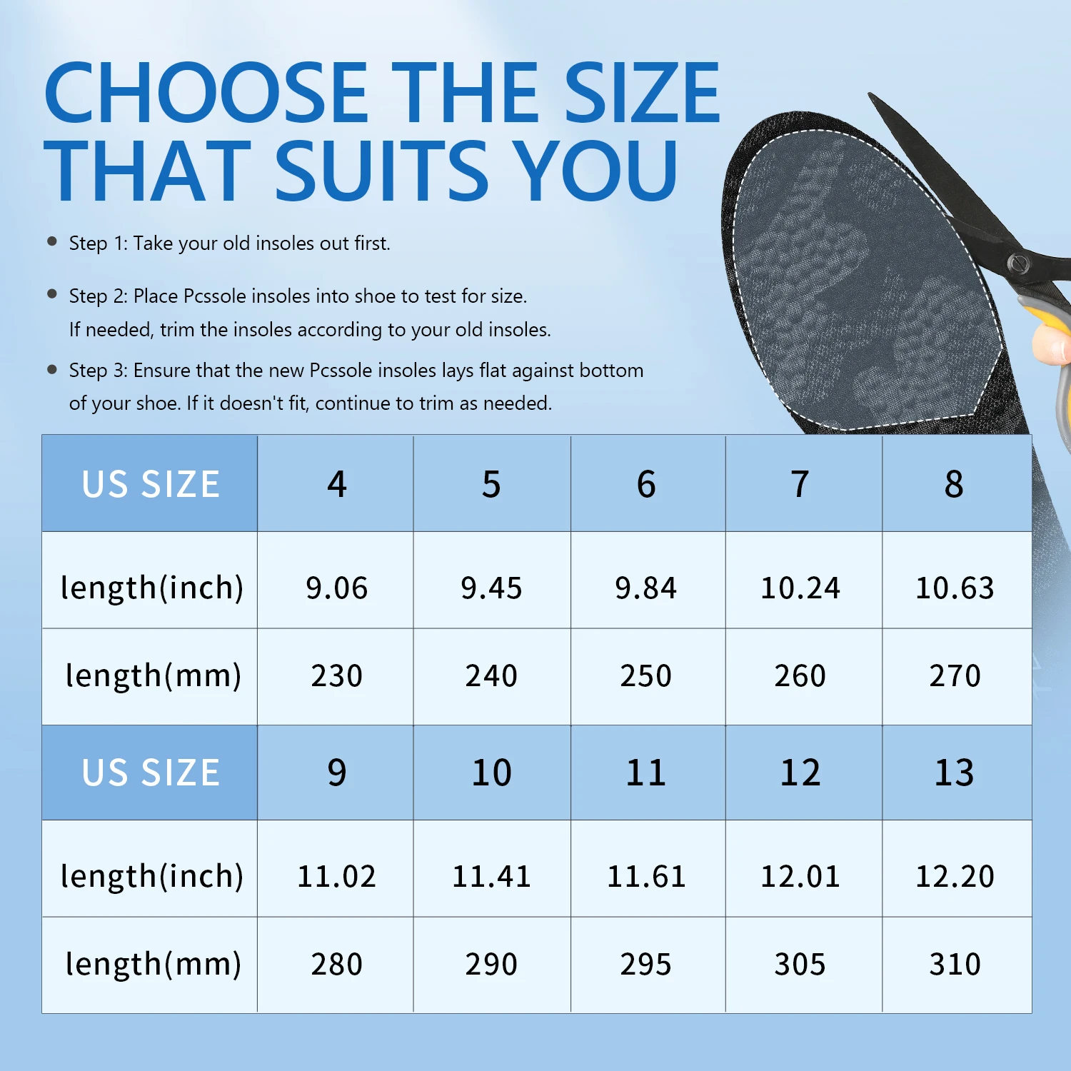 PCSsole Insoles for Shoe Sole Shock Absorption Deodorant Breathable Cushion Running Insoles for Feet Man Women Orthopedic Insole