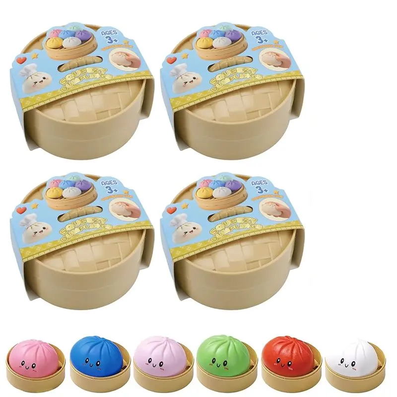 Фото Набор WOWFU-Dumpling Squishy Mysterious Box Glitter Set, милые антистрессовые мячики в форме булочек для детей и взрослых, случайные цвета, 4 шт. №4
