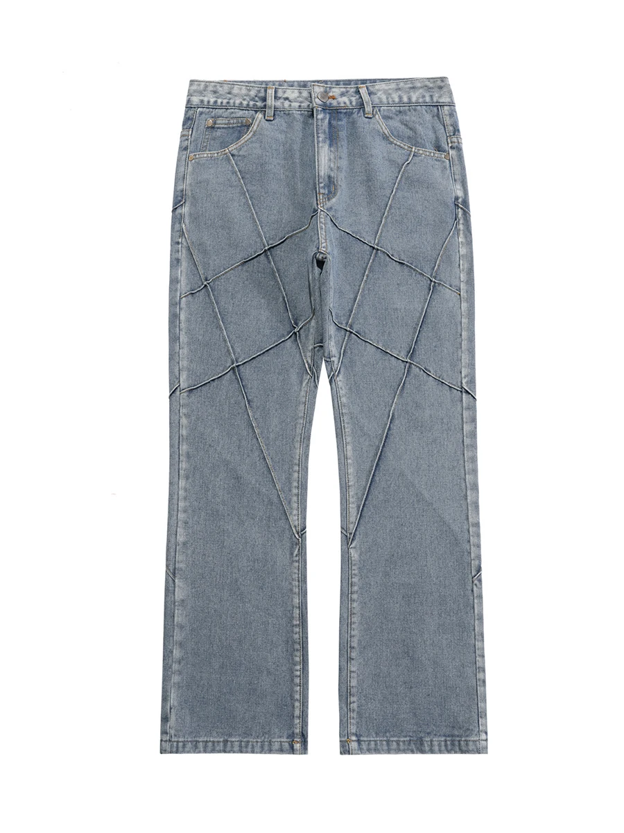 Four Seasons Men's Jeans Street Retro Wrinkled Washed Straight Loose Pants Men's and Women's Same Style Streetwear Ins Hot Sale