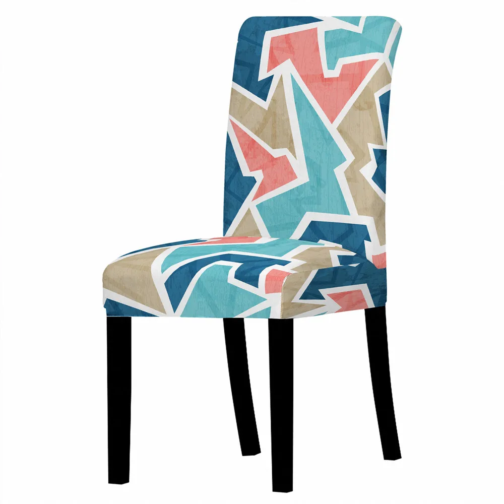 

Colorful Patchwork Print Stretch Chair Cover High Back Dustproof Home Dining Room Decor Chairs Living Room Lounge Chair Chairs