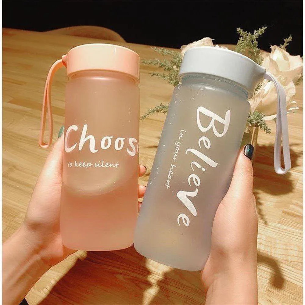 

600ML Plastic Matte Water Cup Outdoor Sports Cold Juice Water Cup Creative Frosted Water Bottle Kitchen Drinkware Couple Mug