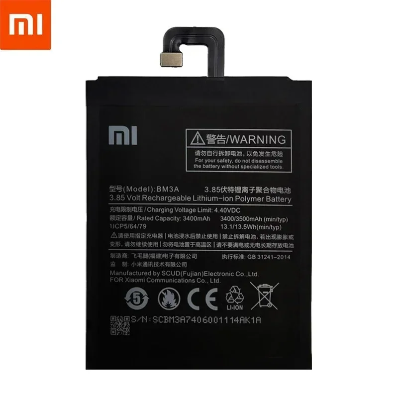 Оригинальный аккумулятор Xiao Mi BM3A для Xiaomi Note 3 сменный 3500 мАч батареи телефона