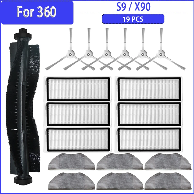 

Main Side Brush Hepa Filter Mop Cloths For 360 S9 x90 Robotic Vacuum Cleaner Parts Accessories