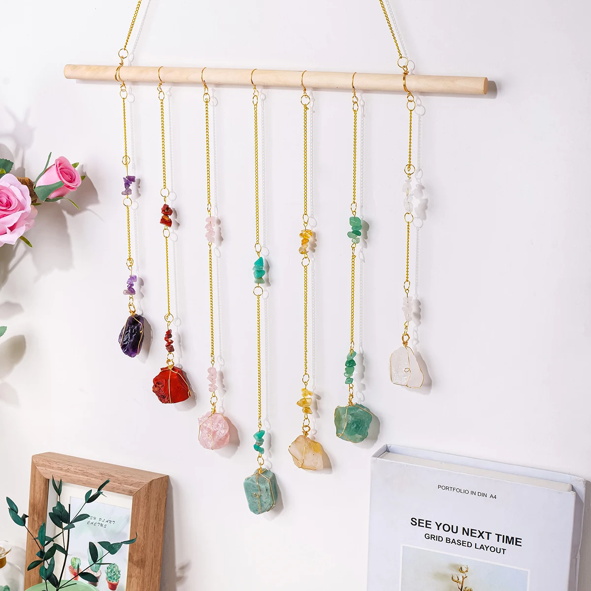 Подвеска из натурального хрусталя необработанный камень с подвеской ветра