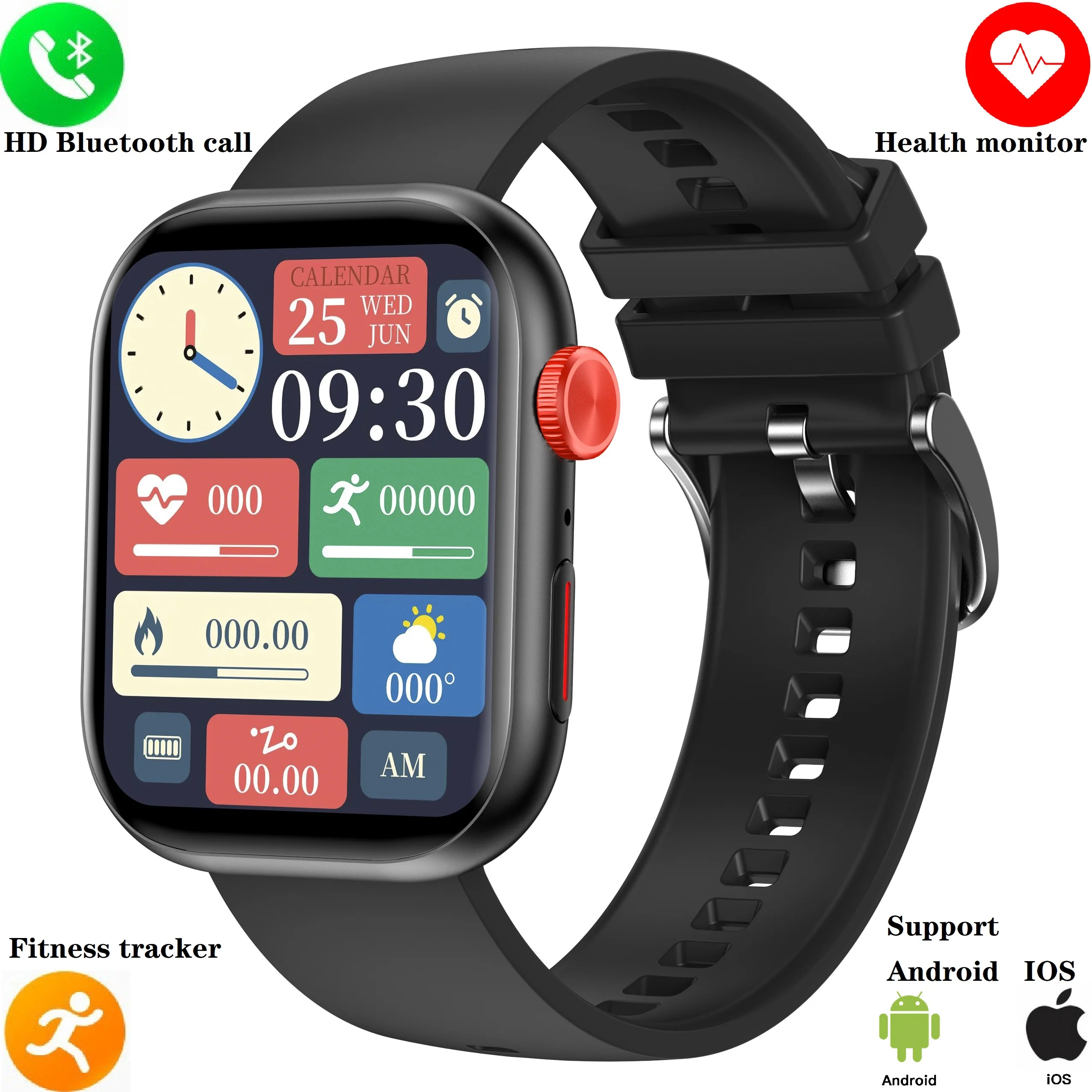 HD Bluetooth Call Смарт-часы 2024 Монитор здоровья Трекер активности 2 01-дюймовый HD-экран