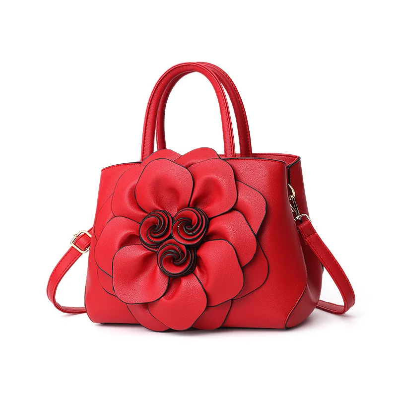 

2022 New College Style Women's Bag Fashion Designer Luxury PU Leather Flower Hand-held Shoulder Bag Cute Bag Women