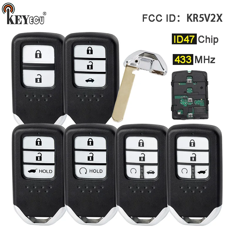 KEYECU 434 МГц ID47 идентификатор FCC: KR5V2X 2 / 3 4 кнопочный фонарь для Honda городской пилот Jazz