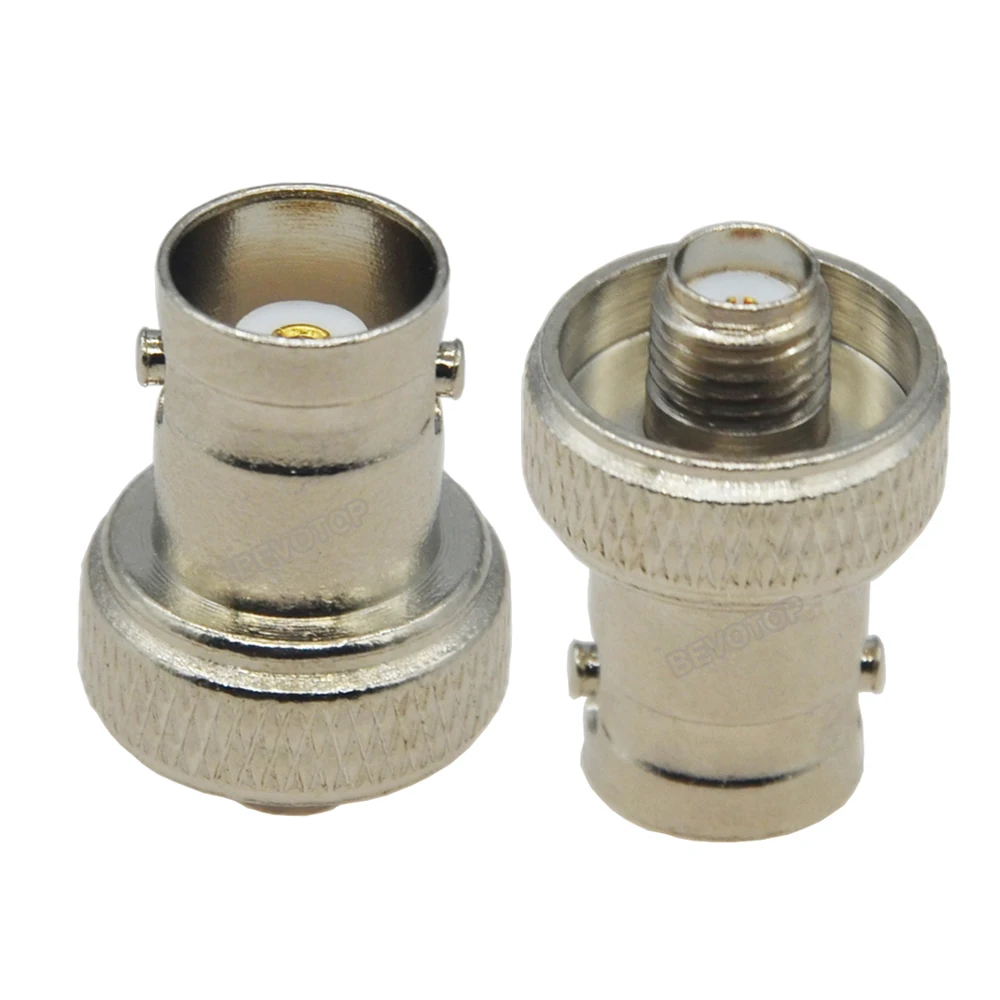 2Pcs/Lot BNC to SMA Connector Antenna Female Nickel Plated Straight Coaxial RF Adapter for Vertex Icom Kenwood |