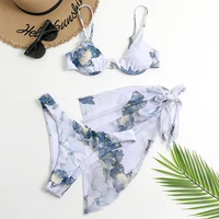 2022 summer bikini set split printing three piece swimsuit one piece bikini seaside clothing beachwear