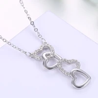 sterling silver necklace fashion set diamond heart to heart pendant boutique romantic necklace