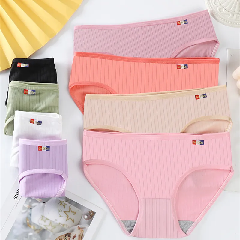

Women's Underpants Schoolgirl Korean Version Solid Color Breathable Comfortable Mid-waist Briefs Girl Sexy Soft Cute Underwear