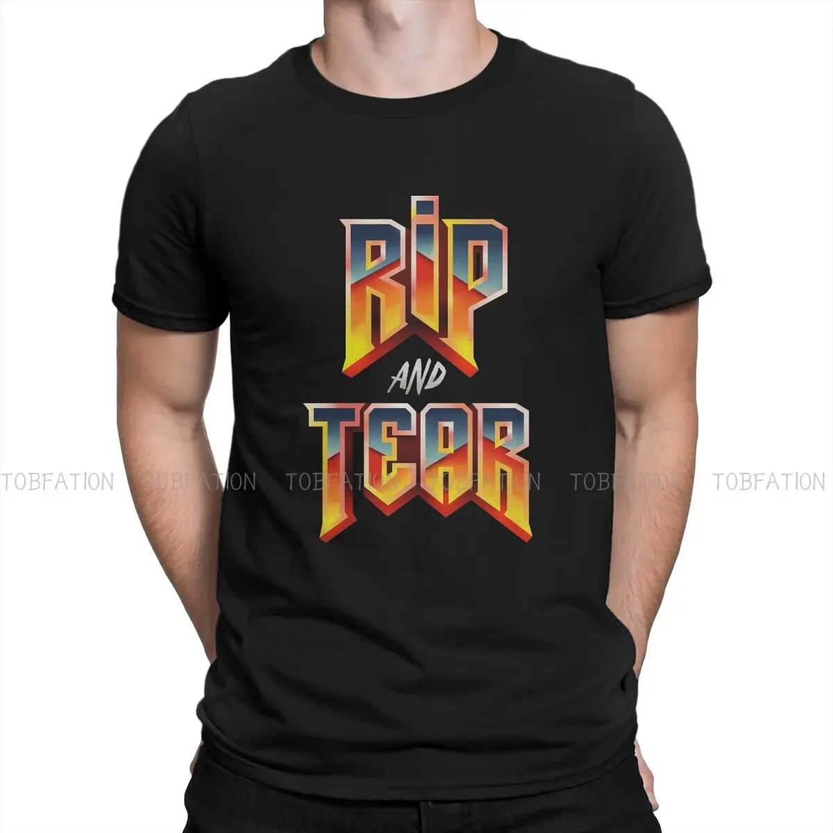 

Doom Slayer Game Rip and Tear Tshirt Classic Men Alternative Teenager Blouses Tops Oversized Cotton O-Neck T Shirt