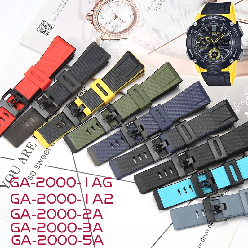 24mm Resin Strap For Casio PROTREK GA2000 PRG-600 PRW-6600 PRG-650 Men's Sports Waterproof Rubber Band Watch Accessories