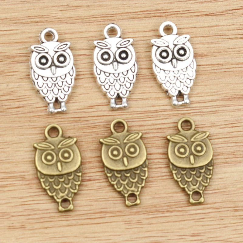 

30pcs 19x10mm Antique Silver Plated Bronze Owl Handmade Charms Pendant DIY Jewelry Accessories for bracelet necklace