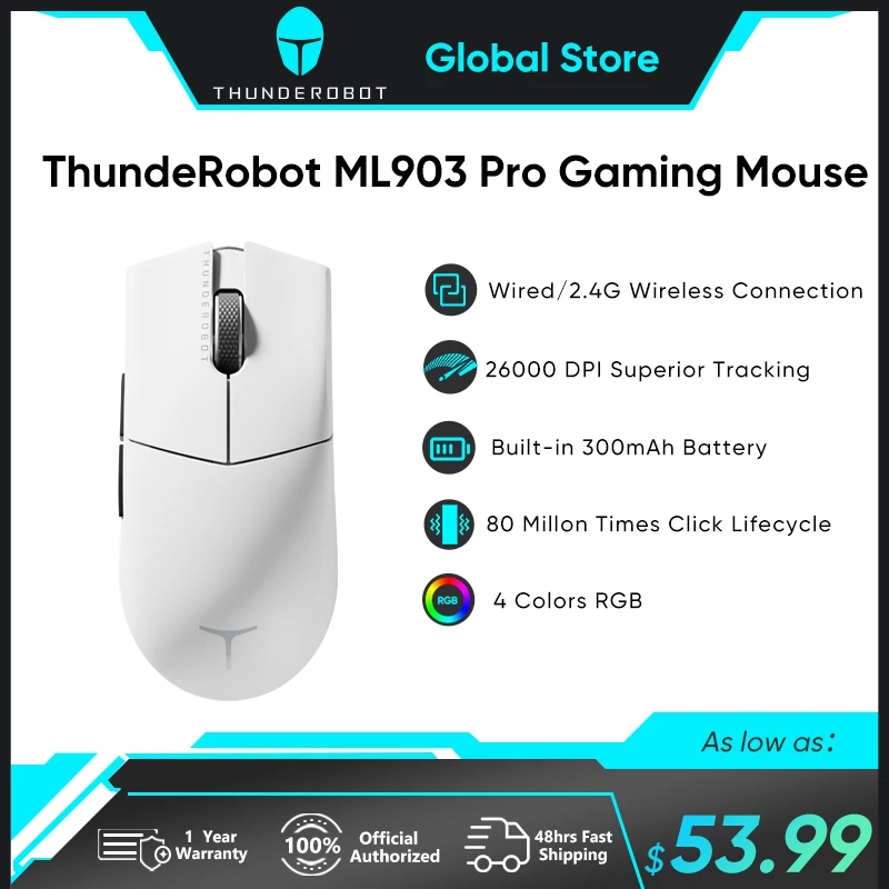 Мышь игровая Thunderobot ML903, 3 режима, Bluetooth 2,4 ГГц, проводная, 4K
