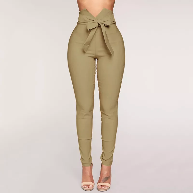 

New2022 Summer Trousers Women High Waist Casual Slim Cotton Thin Pants For Women High Waist Black Khaki Pants