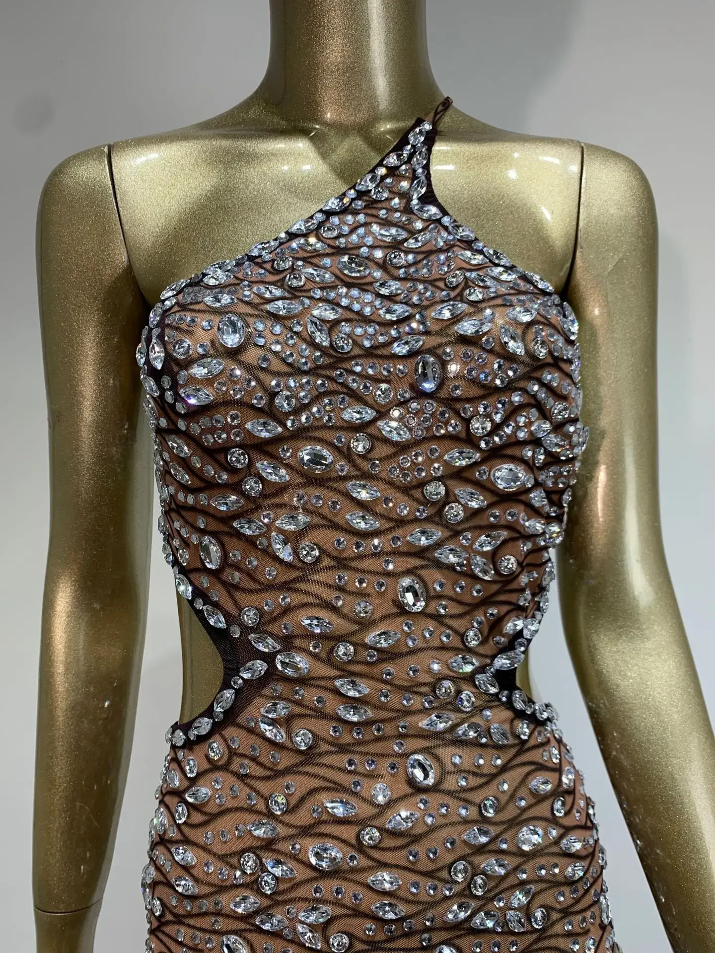 Женское сексуальное вечернее платье с высокой эластичностью на одно плечо и