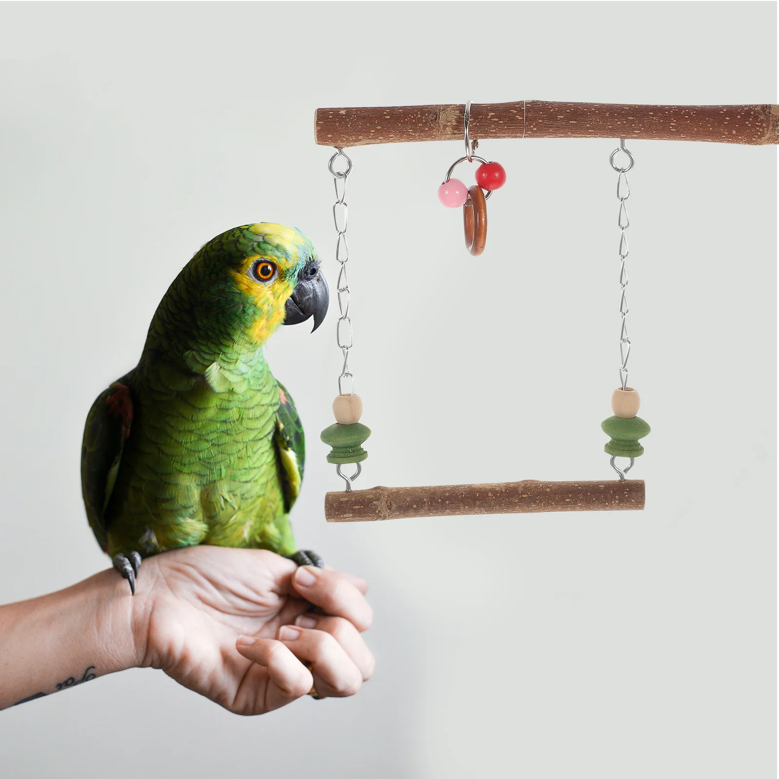 

Parrot Swing Bird Toys Suspending Bird Swing Accessories Bird Swing Toy Wooden Bird Supply Wear-resistant Parrot Toy