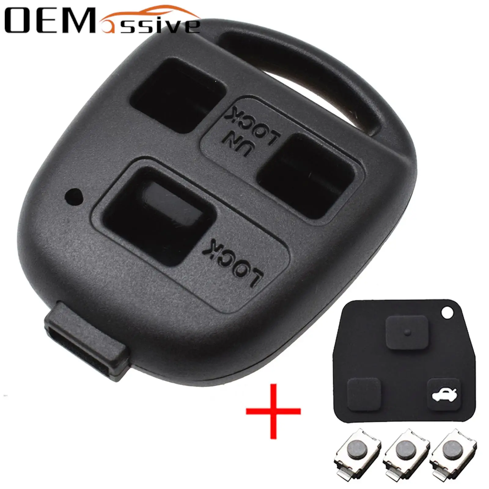 

3 Rubber Button Pad Switch Car Key Shell For LEXUS GX470 LX470 RX300 RX330 RX400H RX350 ES300 ES330 GS300 IS300 LX400 Fob Case