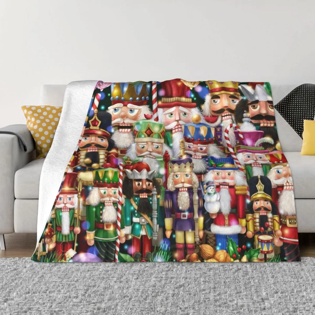 

Festival Of Nutcracker Blankets Flannel Spring/Autumn Santa Claus Multi-function Thin Throw Blankets for Home Bedroom Rug Piece