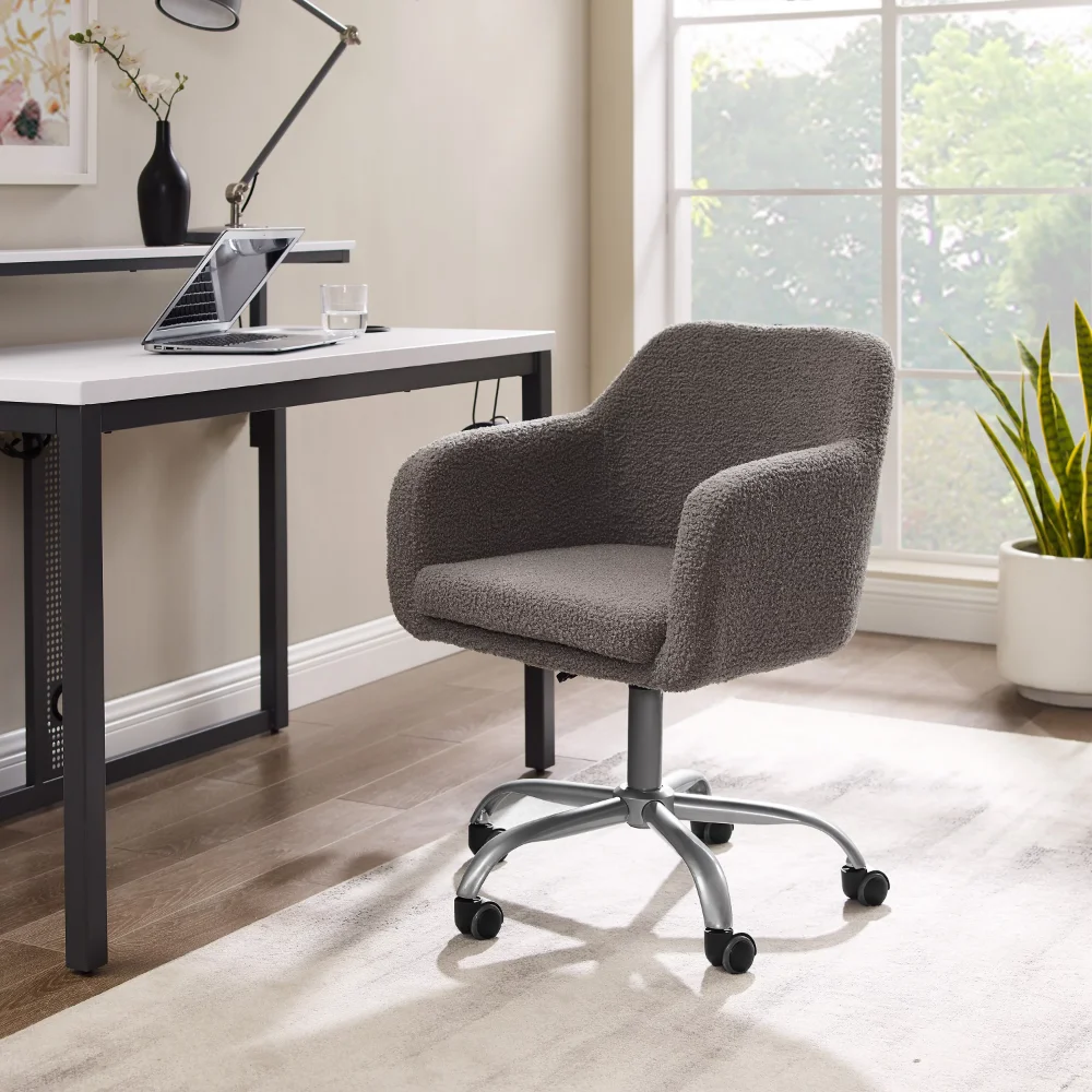 

Linon Bannock Task Chair with Adjustable Height & Swivel, 275 lb. Capacity, Gray Sherpa