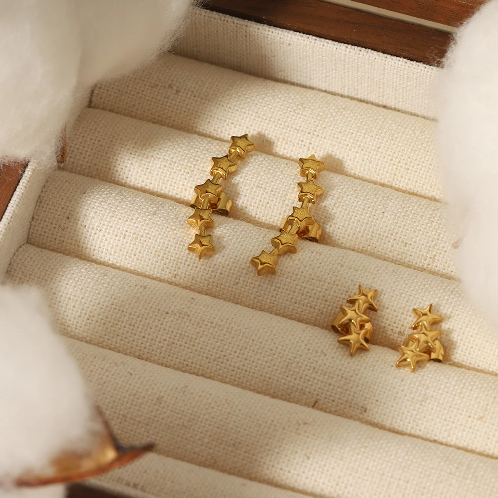 Милые серьги-гвоздики из нержавеющей стали с позолотой 18 карат для девочек