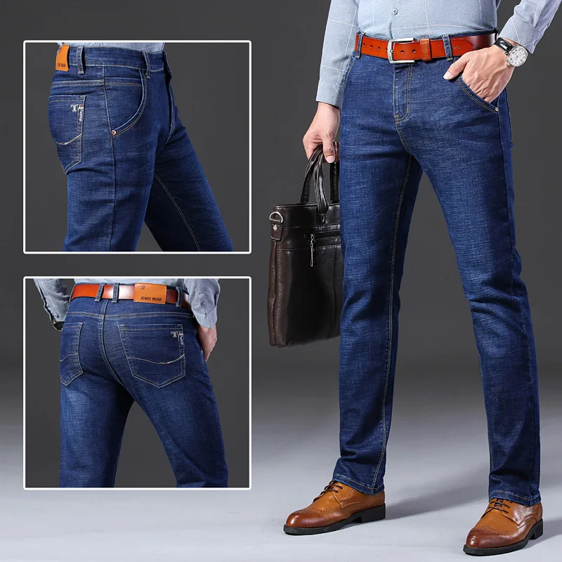 Dutrieux/2023 men's jeans slim fit stretch straight business jeans spring trendy brand versatile pants  wkwkp00180 cargo jeans