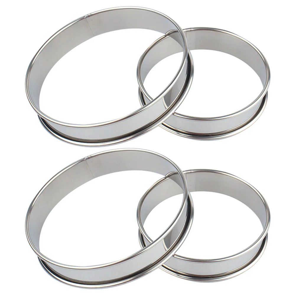 

4 Pcs Round Cookie Donut Mold Mousse Molds Pizza Mold Pastry Pizza Rings Stainless Steel Pizza Tool Muffin Ring