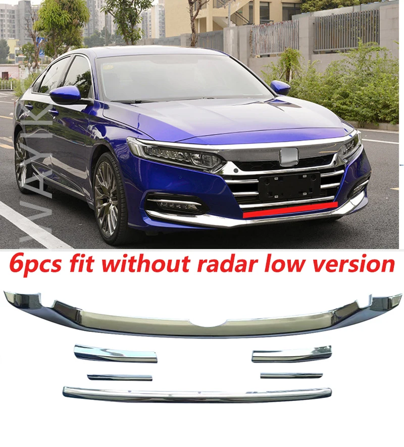 Car Bodykit ABS Chrome Trim Front Grille Grid Grill Molding Garnish Cover For Honda Accord 2018 2019 10th Sedan Auto Accessory