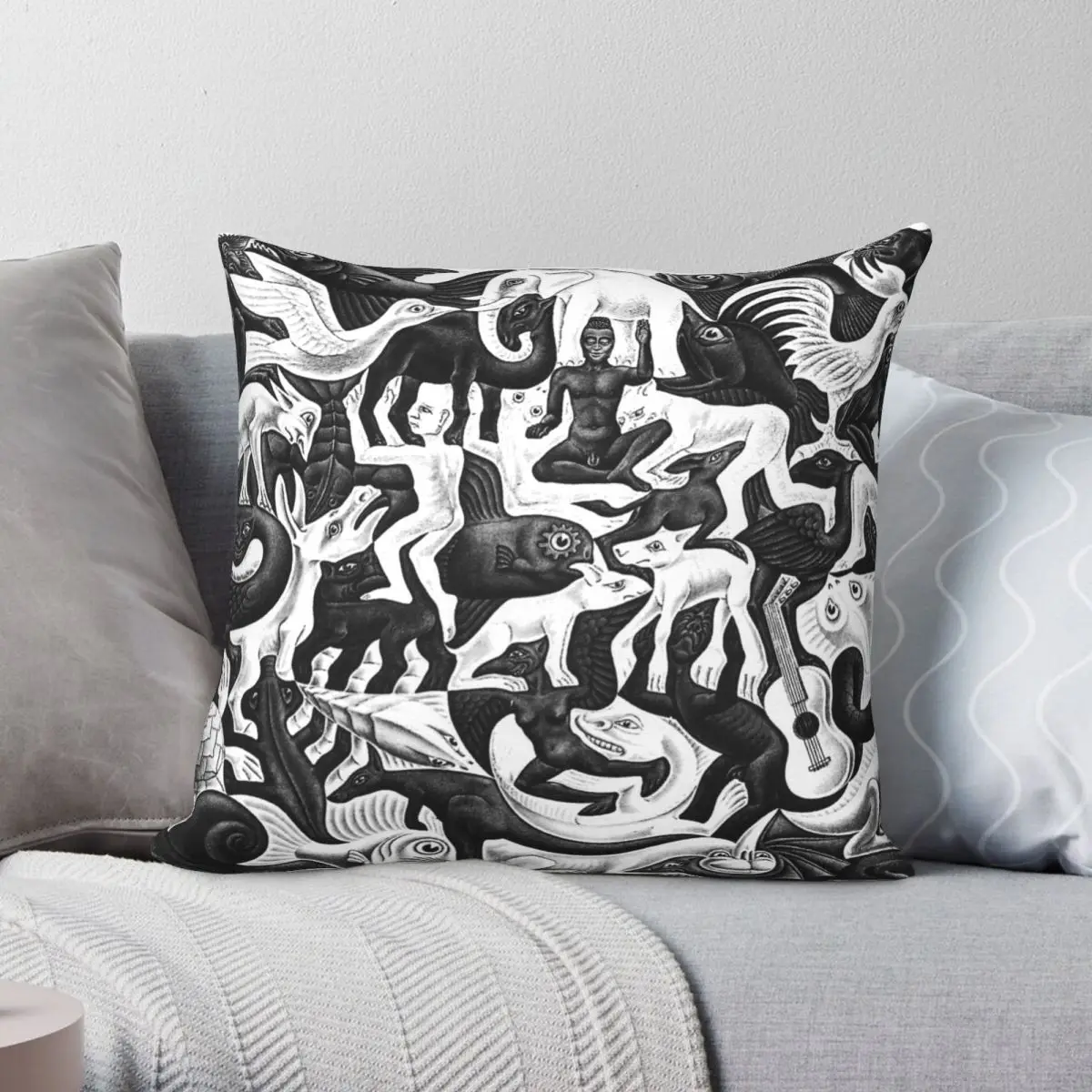 

Квадратная подушка Mc Escher, полиэстер, лен, бархат, креативная Декоративная Подушка на молнии, Чехол Диван, наволочка для подушки