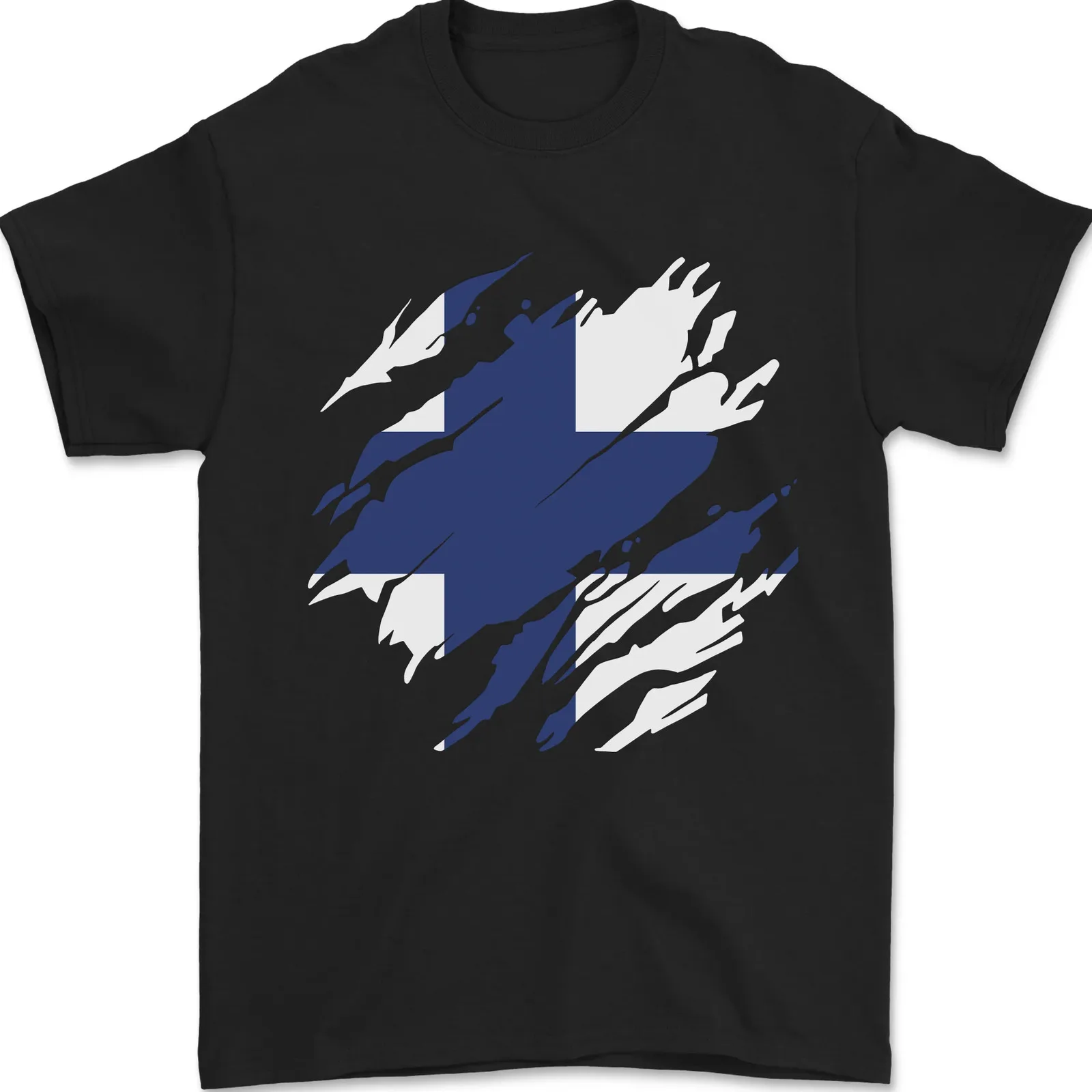 Рваная финская футболка с флагом на день футбола Мужская 100% хлопок