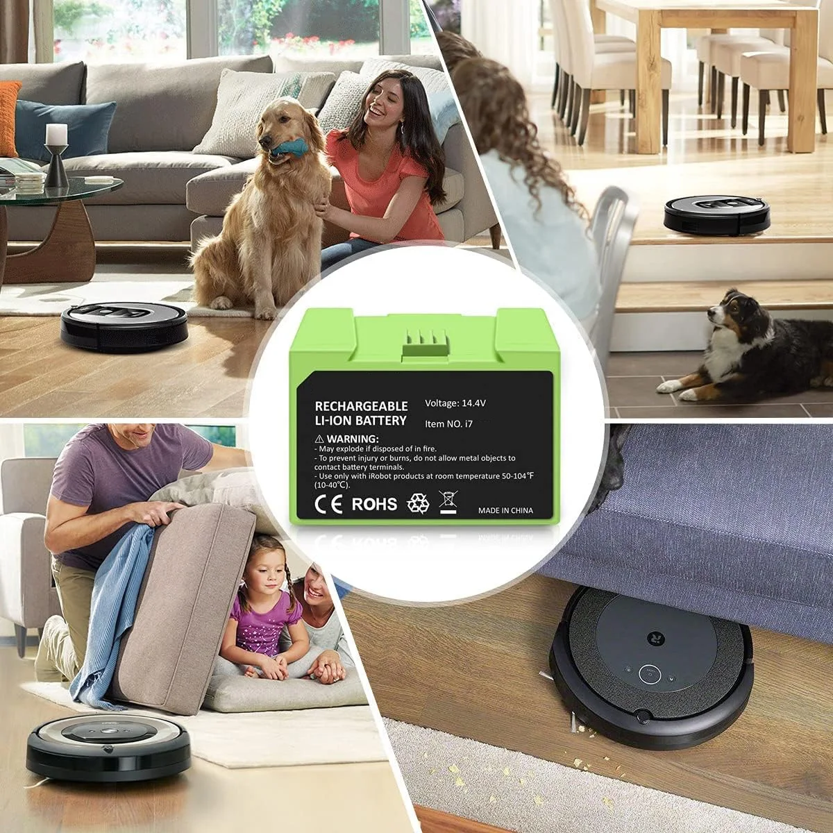 Аккумулятор 14.4V 5Ah для iRobot Roomba i7, серий e и i (i8, i6, i4, i4+, i3, J7, 7150, 7550, e5, e6, e5150, e5152, e6198) для пылесосов (art.: 3920db7dcb424) - 3920db7dcb424