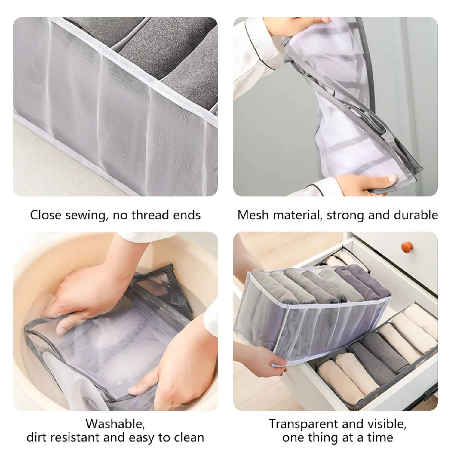 24 Gird Socks Box Underwear Bra Organizer Collapsible Cabinet Separator Drawers Wardrobe Clothes