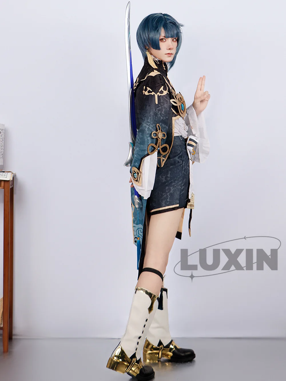 Костюм для косплея Xingqiu Genshinimpact костюм с париком комплект обуви наряды Аниме игры