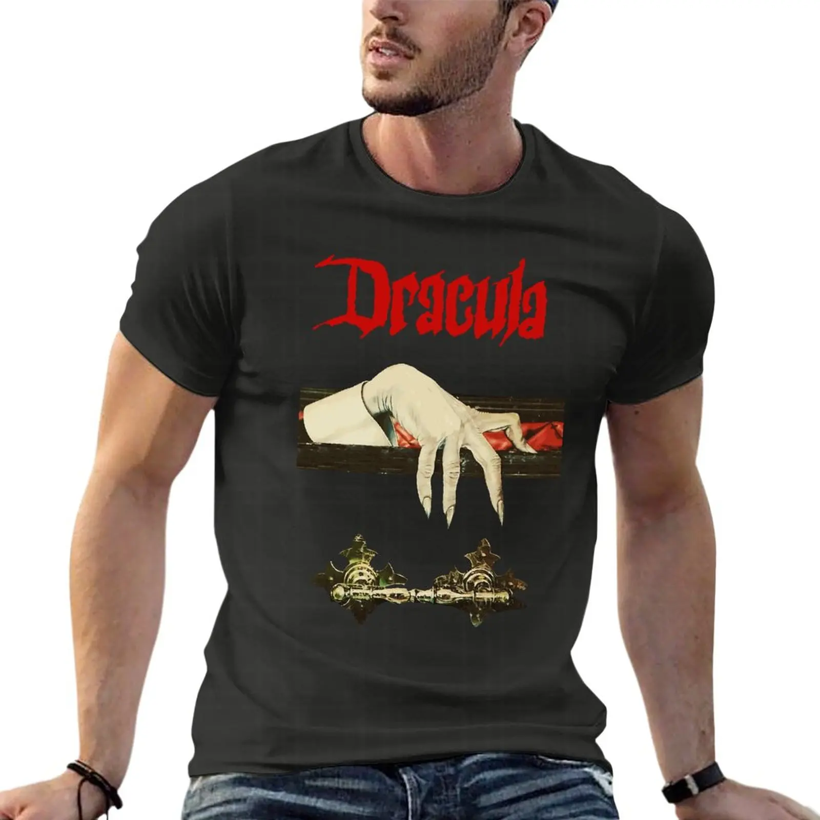 

Постер Фильма Дракула Кристофер Ли, футболки большого размера, мужская одежда на заказ, уличная одежда с коротким рукавом, футболка большог...