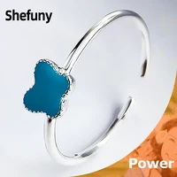 925 sterling silver butterfly adjustable finger rings blue enamel animal open size rings for women fine jewelry anniversary gift