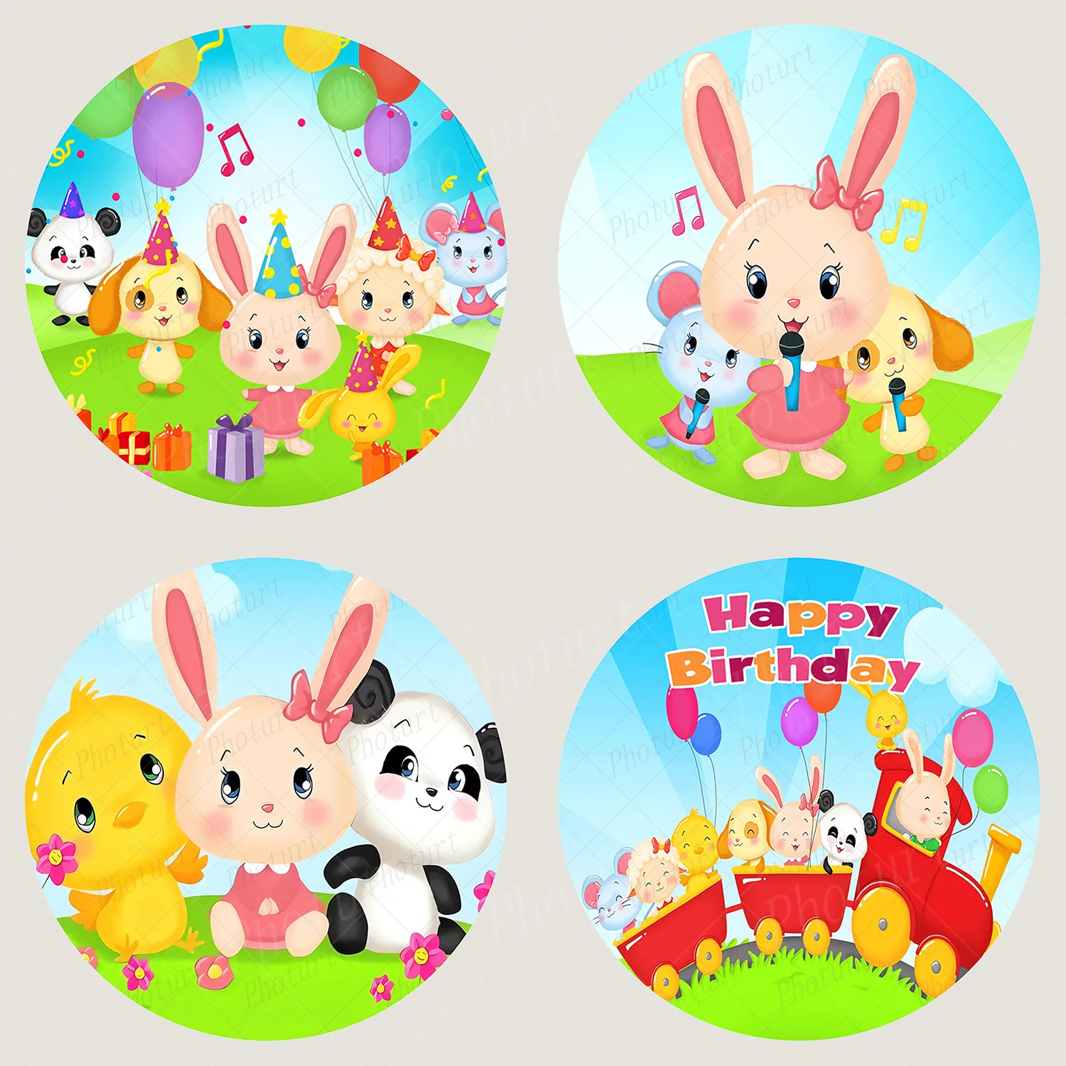 Круглый фон для фотографирования детей в честь Дня Рождения Ребенка