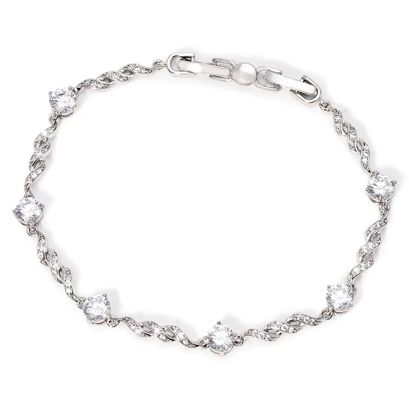 MxGxFam (19 5 см X мм) красивые белые/Синие AAA + циркониевые браслеты для женщин модные