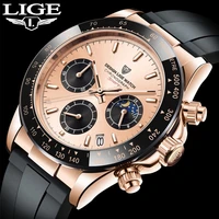 lige chronograph mens watches brand luxury casual sport date quartz silicone wristwatches waterproof mens wrist watch manbox