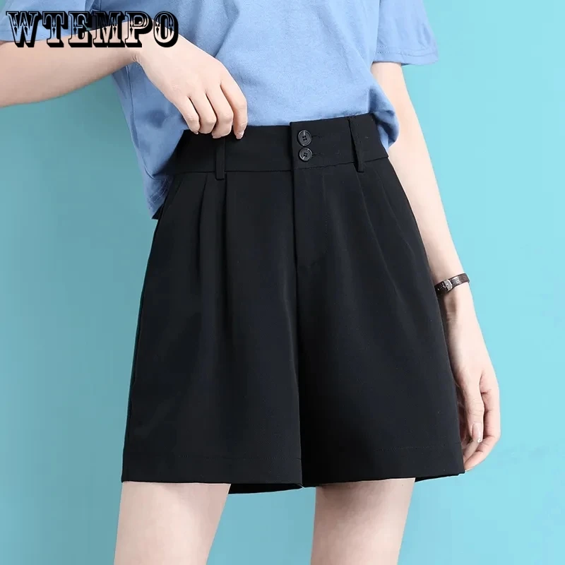 Suit Shorts Women's High Waist Summer Thin Loose A-line Wide-leg Casual Five Points